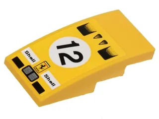 Slope, Curved 4 x 2 with Ferrari and Shell Logos, '12' in White Circle, Car Air Intakes Pattern (Sticker) - Set 40193