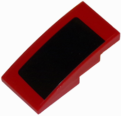 Slope, Curved 4 x 2 with Thick Black Stripe on Red Background Pattern Model Left Side (Sticker) - Set 75874