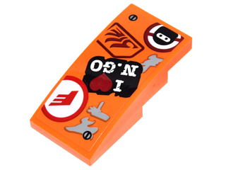 Slope, Curved 4 x 2 with 'I heart N.GO', Ninja and other Stickers Pattern (Sticker) - Set 70592