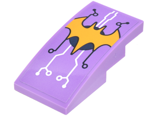 Slope, Curved 4 x 2 with White and Black Circuit Board Lines and Bright Light Orange Bat Symbol Pattern (Sticker) - Set 41230