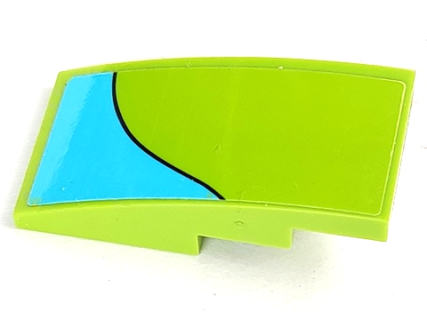 Slope, Curved 4 x 2 with Medium Azure Stripe Curving Down Left Pattern (Sticker) - Set 75902