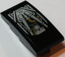 Slope, Curved 4 x 2 with Enclosed Race Car Engine Mechanical Pattern (Sticker) - Set 75908