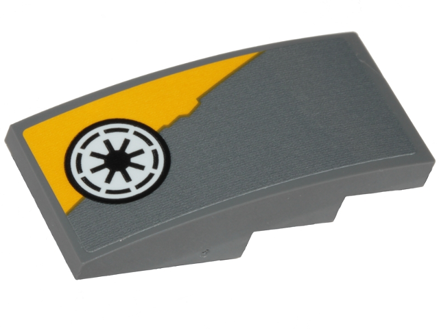 Slope, Curved 4 x 2 with Yellow Triangular Shape and SW Republic Pattern Model Left Side (Sticker) - Set 75214