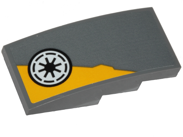 Slope, Curved 4 x 2 with Yellow Triangular Shape and SW Republic Pattern Model Right Side (Sticker) - Set 75214