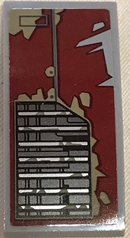 Slope, Curved 4 x 2 with SW Vent and Peeling Dark Red Paint Pattern (Sticker) - Set 75202