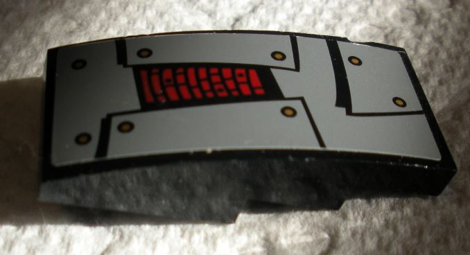 Slope, Curved 4 x 2 with Dark Red and Dark Bluish Gray Hull Plates Pattern (Sticker) - Set 70012-2