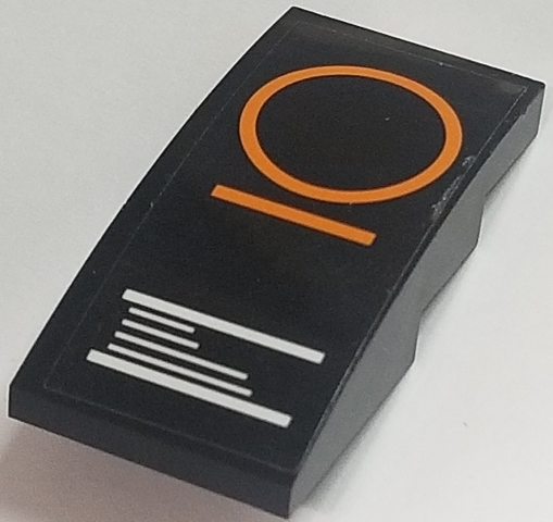 Slope, Curved 4 x 2 with Orange Circle and Orange and White Lines on Black Background Pattern (Sticker) - Set 70615