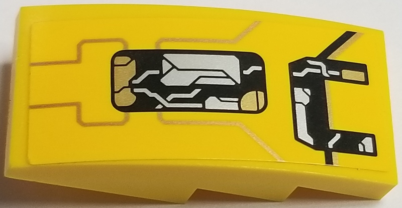 Slope, Curved 4 x 2 with Gold Lines and Open Machinery Panels Pattern Model Left Side (Sticker) - Set 76080