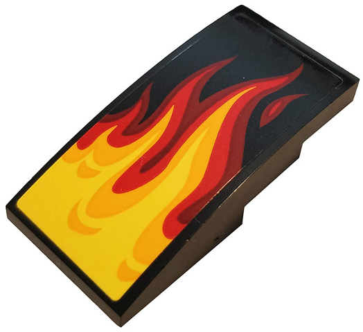 Slope, Curved 4 x 2 with Yellow, Orange and Red Flames Pattern (Sticker) - Set 70667