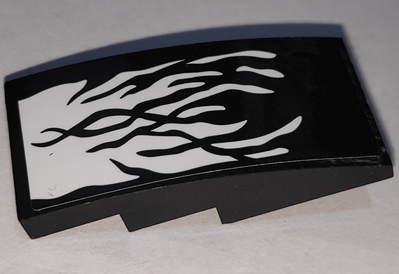 Slope, Curved 4 x 2 with Black Tendrils on White Background Pattern (Sticker) - Set 76151