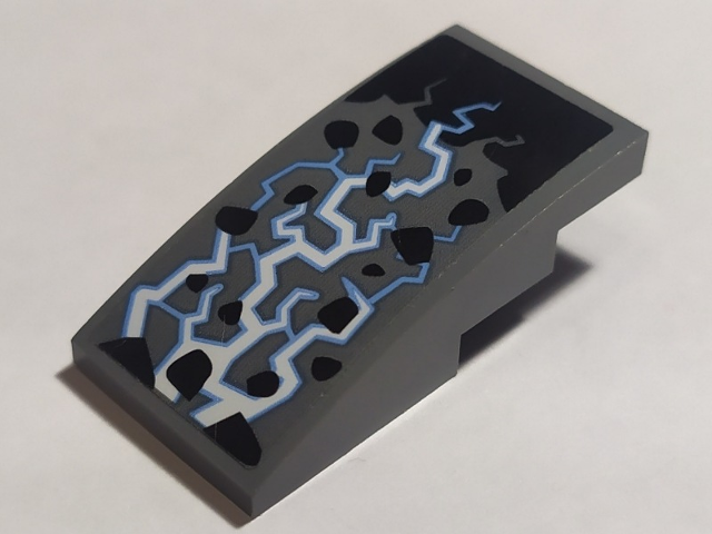 Slope, Curved 4 x 2 with Medium Blue and White Electricity Pattern (Sticker) - Set 70352