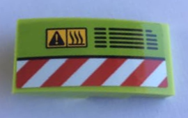 Slope, Curved 4 x 2 with Red and White Danger Stripes, Vent and Warning Triangle Pattern Model Left Side (Sticker) - Set 60124