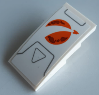 Slope, Curved 4 x 2 with Orange City Mars Exploration Logo and Dark Bluish Gray Lines Pattern (Sticker) - Set 60226