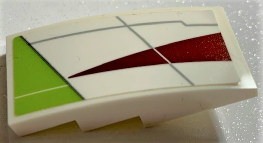 Slope, Curved 4 x 2 with SW Lime Triangle and Dark Red Triangle Pattern Model Right Side (Sticker) - Set 75191