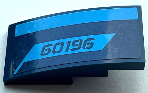 Slope, Curved 4 x 2 with '60196' and Dark Azure Stripes Pattern Model Left Side (Sticker) - Set 60196