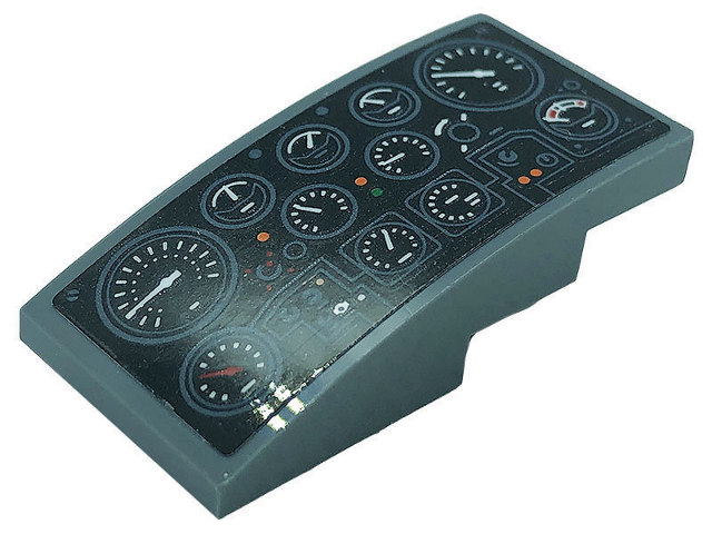 Slope, Curved 4 x 2 with Black Control Panel with Gauges and Buttons Pattern (Sticker) - Set 76139