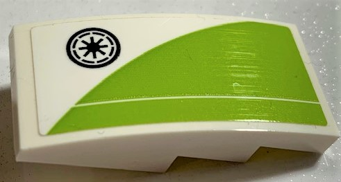 Slope, Curved 4 x 2 with SW Galactic Republic Logo and Lime Curve Pattern Model Right Side (Sticker) - Set 75191