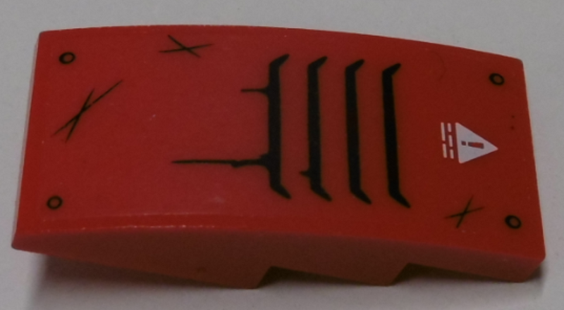 Slope, Curved 4 x 2 with Air Vents, Scratches, Rivets and Exclamation Mark in Danger Triangle Pattern (Sticker) - Set 60174