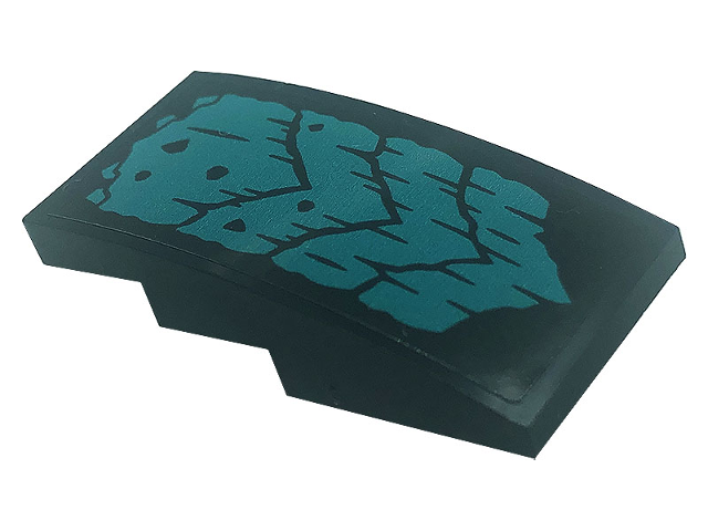 Slope, Curved 4 x 2 with Dark Turquoise Chevrons and Spots Pattern (Sticker) - Set 71755