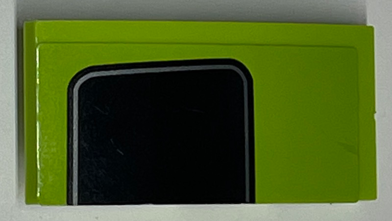 Slope, Curved 4 x 2 with Black Rectangle with Rounded Edges and Silver Pin Stripe Pattern Model Left Side (Sticker) - Set 75888