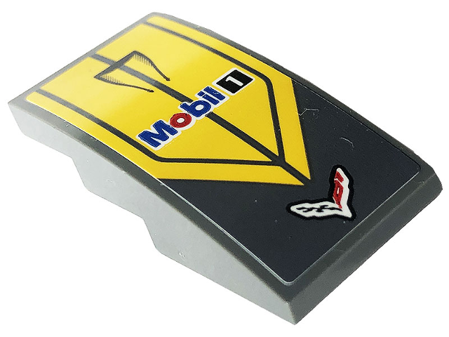 Slope, Curved 4 x 2 with Corvette and Mobil 1 Logos, Yellow Panels and Stripes Pattern (Sticker) - Set 76903