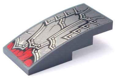 Slope, Curved 4 x 2 with Silver Layered Armor Plates Pattern (Sticker) - Set 70625