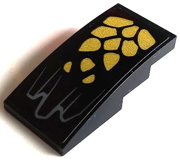 Slope, Curved 4 x 2 with Gold Scales and Dark Bluish Gray Wrinkles Pattern (Sticker) - Set 70653
