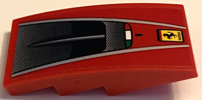 Slope, Curved 4 x 2 with Ferrari Logo, Air Intake Grille and Silver Stripes Pattern (Sticker) - Set 75882