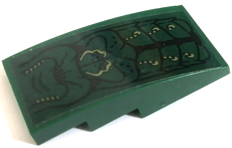 Slope, Curved 4 x 2 with Scales and Skin with Black Contour Lines Pattern (Sticker) - Set 76185