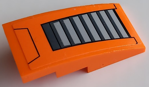 Slope, Curved 4 x 2 with Dark Bluish Gray and Light Bluish Gray Air Vent with Black Lines Pattern (Sticker) - Set 60196