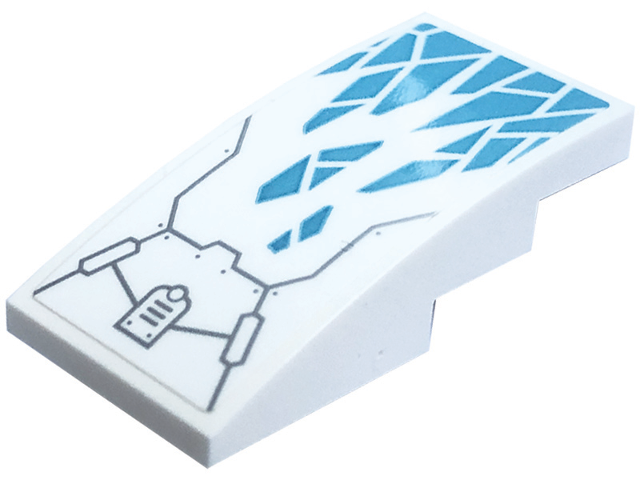 Slope, Curved 4 x 2 with Medium Azure Ice, Silver Rivets and Hull Plate Outlines Pattern (Sticker) - Set 71791