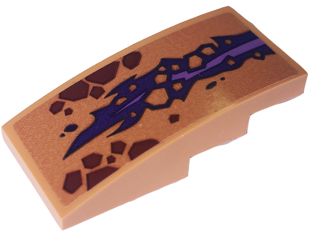 Slope, Curved 4 x 2 with Dark Red Scales and Dark Purple and Medium Lavender Skin Top Half Pattern (Sticker) - Set 71793