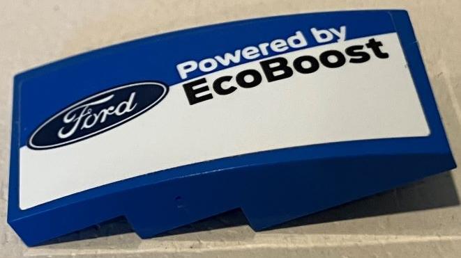 Slope, Curved 4 x 2 with Ford Logo and 'Powered by EcoBoost' on White Stripe Pattern Model Left Side (Sticker) - Set 75881