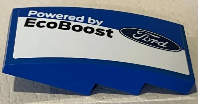 Slope, Curved 4 x 2 with Ford Logo and 'Powered by EcoBoost' on White Stripe Pattern Model Right Side (Sticker) - Set 75881