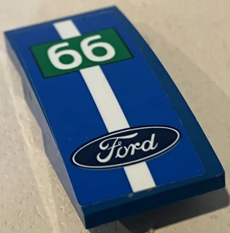 Slope, Curved 4 x 2 with Ford Logo, White Stripe and '66' in Green Rectangle Pattern (Sticker) - Set 75881