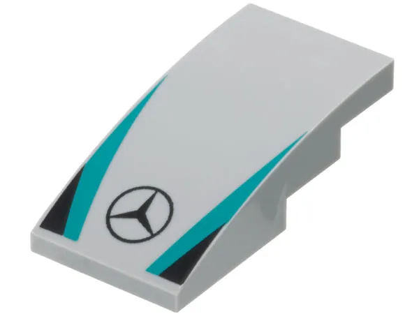 Slope, Curved 4 x 2 with Mercedes-Benz Logo, Dark Turquoise Stripes, Black Triangles Pattern