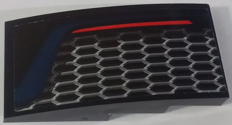 Slope, Curved 4 x 2 with Red Taillight Line, Honeycomb Grille and Dark Blue Stripe Pattern Model Left Side (Sticker) - Set 42154