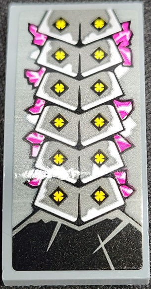 Slope, Curved 4 x 2 with Silver Armor Plates, Gold Spikes and Magenta Highlights Pattern (Sticker) - Set 71772