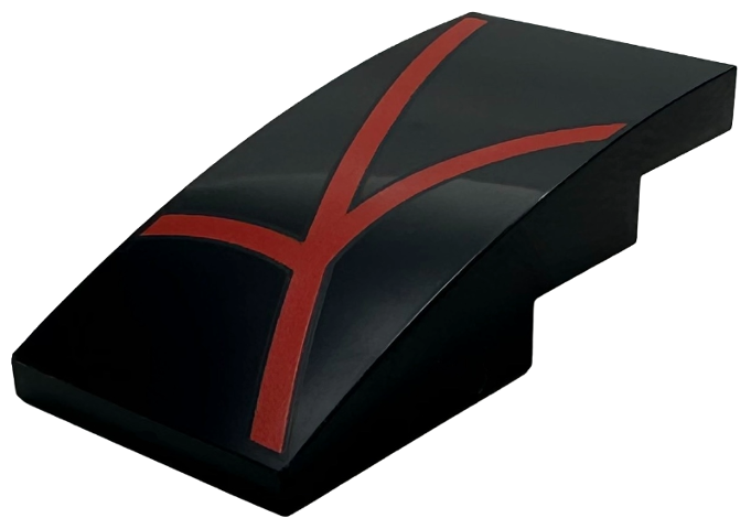 Slope, Curved 4 x 2 with Red Lines / Spider Web Pattern Model Left Side