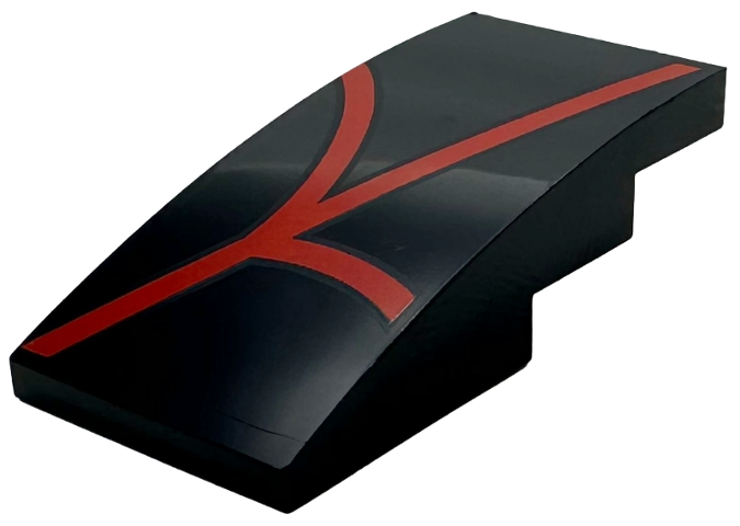 Slope, Curved 4 x 2 with Red Lines / Spider Web Pattern Model Right Side