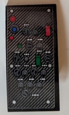 Slope, Curved 4 x 2 with Control Panel, Blue, Green and Red Switches and Dials on Carbon Fiber Background Pattern (Sticker) - Set 42125