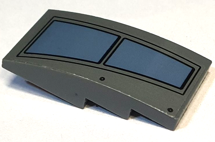 Slope, Curved 4 x 2 with Sand Blue Windows with Black Outlines and Rivets Pattern Model Left Side (Sticker) - Set 76248