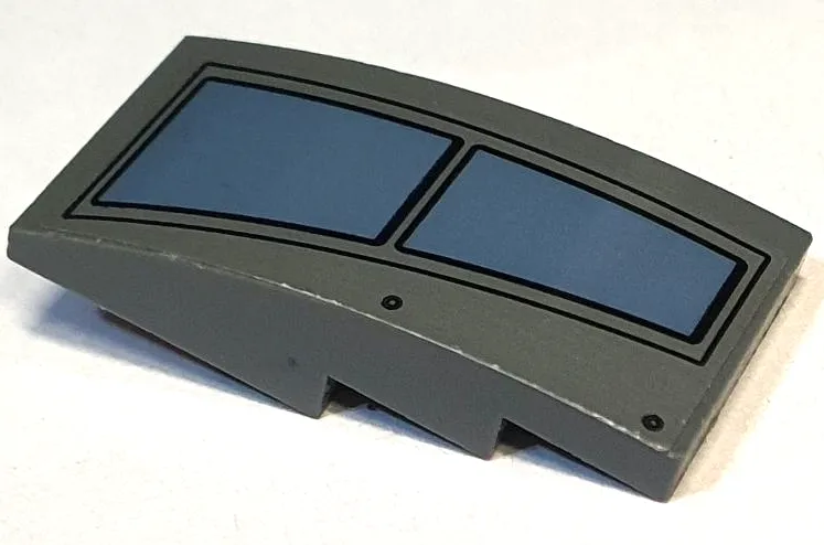 Slope, Curved 4 x 2 with Sand Blue Windows with Black Outlines and Rivets Pattern Model Left Side (Sticker) - Set 76248