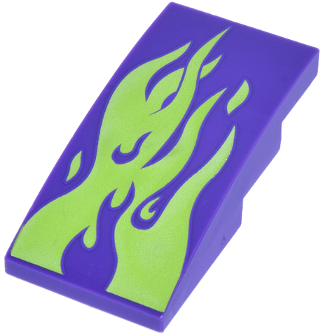 Slope, Curved 4 x 2 with Lime Flames Pattern