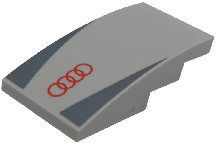 Slope, Curved 4 x 2 with 4 Red Circles / Audi Logo, Dark Bluish Gray Triangles Pattern