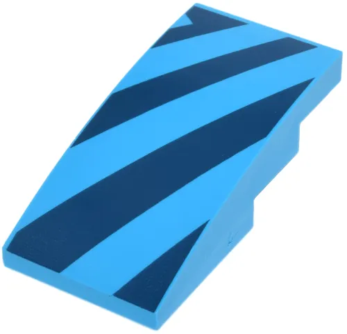Slope, Curved 4 x 2 with Dark Blue Diagonal Stripes Pattern