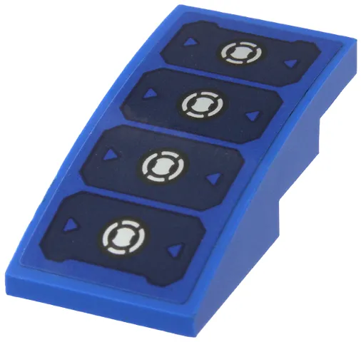 Slope, Curved 4 x 2 with Dark Blue Armor Plates with Triangles and Silver Circles Pattern (Sticker) - Set 71785