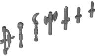 Minifigure, Weapon Pack, Axe, Bow, Knives, Scepters, and Sword, 7 in Bag (Multipack)