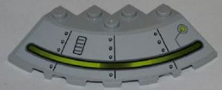 Brick, Round Corner 6 x 6 with Slope 33 Edge, Facet Cutout with Alien Ship Pattern Type 4 (Sticker) - Set 7065