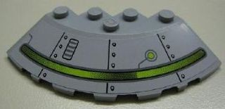 Brick, Round Corner 6 x 6 with Slope 33 Edge, Facet Cutout with Alien Ship Pattern Model Right Side (Sticker) - Set 7051